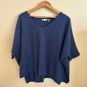 Minnie Rose Deep Blue Knit Cashmere Poncho top